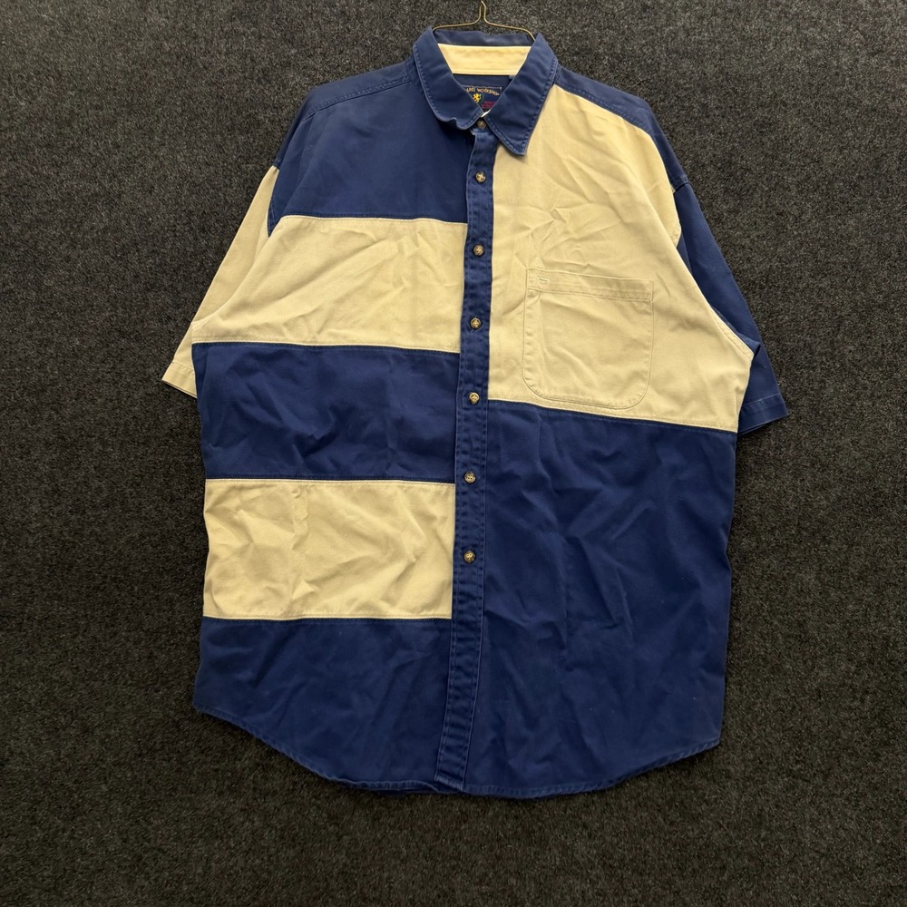 Vintage Apparel Workshop Halifax Colorblock Button Down Shirt Mens L 90s Blue